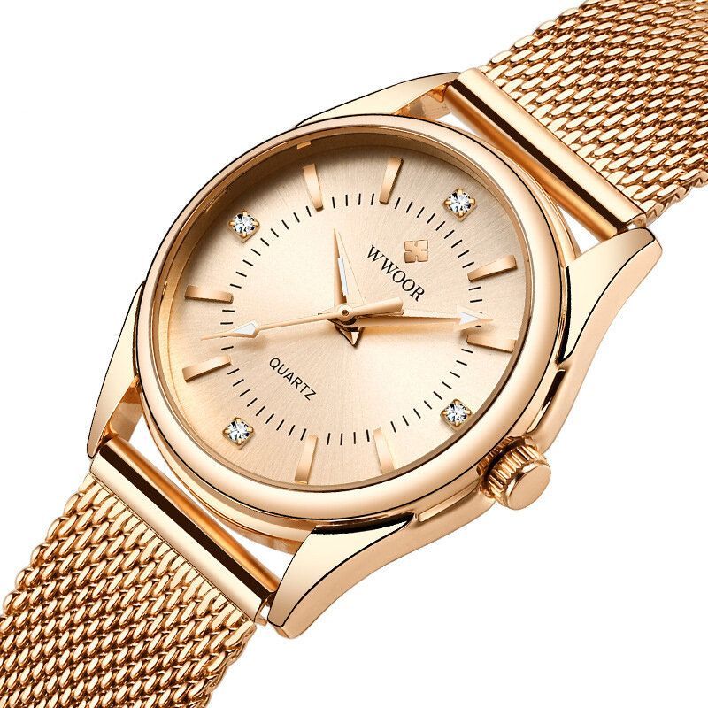 Wwoor 8852 Reloj De Pulsera De Estilo Casual Para Mujer Reloj De Cuarzo De Acero Completo Con Pantalla Pequeña