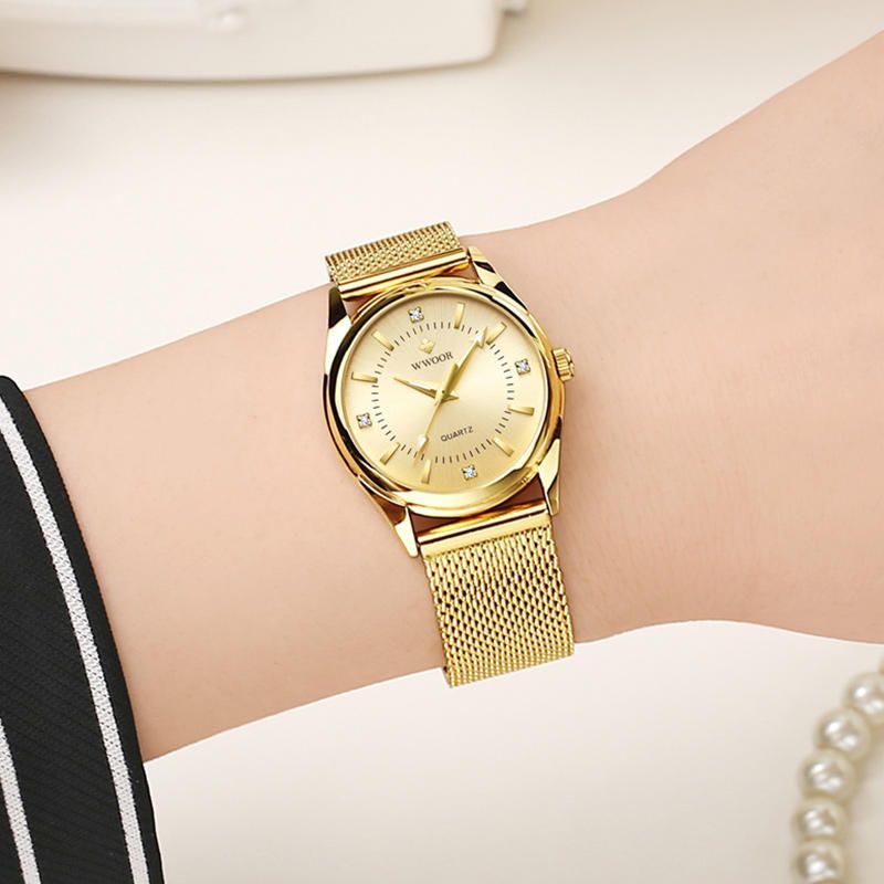 Wwoor 8852 Reloj De Pulsera De Estilo Casual Para Mujer Reloj De Cuarzo De Acero Completo Con Pantalla Pequeña