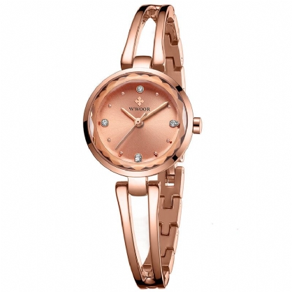 Wwoor 8866 Reloj De Pulsera De Diamantes Para Mujer Reloj De Cuarzo Con Banda De Acero De Estilo Empresarial