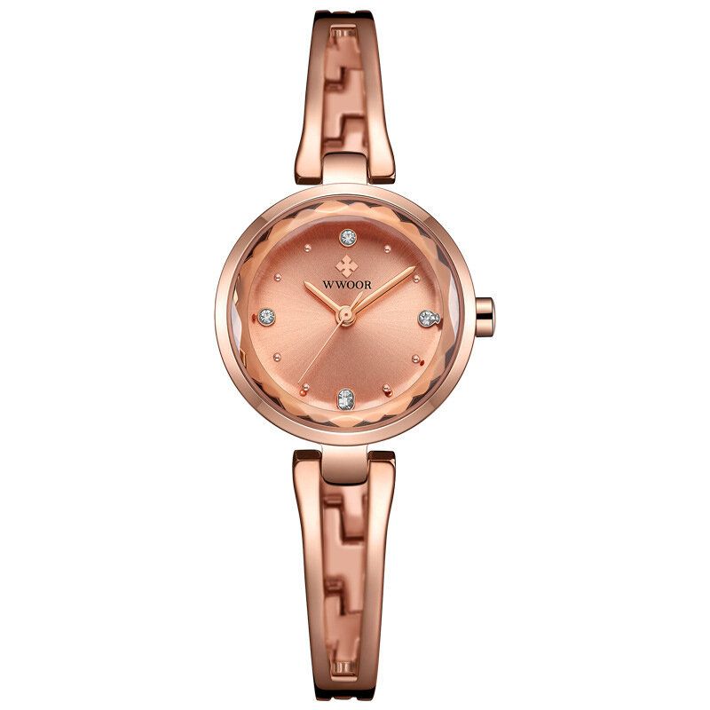 Wwoor 8866 Reloj De Pulsera De Diamantes Para Mujer Reloj De Cuarzo Con Banda De Acero De Estilo Empresarial