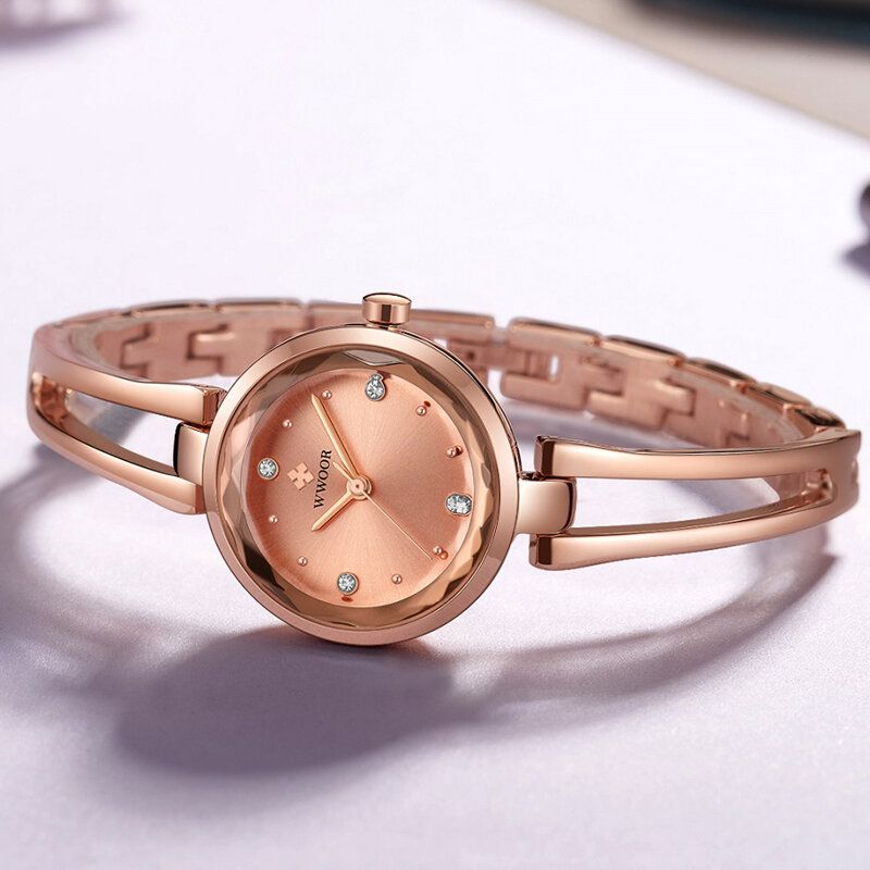 Wwoor 8866 Reloj De Pulsera De Diamantes Para Mujer Reloj De Cuarzo Con Banda De Acero De Estilo Empresarial