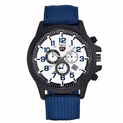 Xinew 2229d Militar Casual Hombres Nylon Banda De Lona Pantalla De Datos Impermeable Dial Grande Reloj De Cuarzo Deportivo