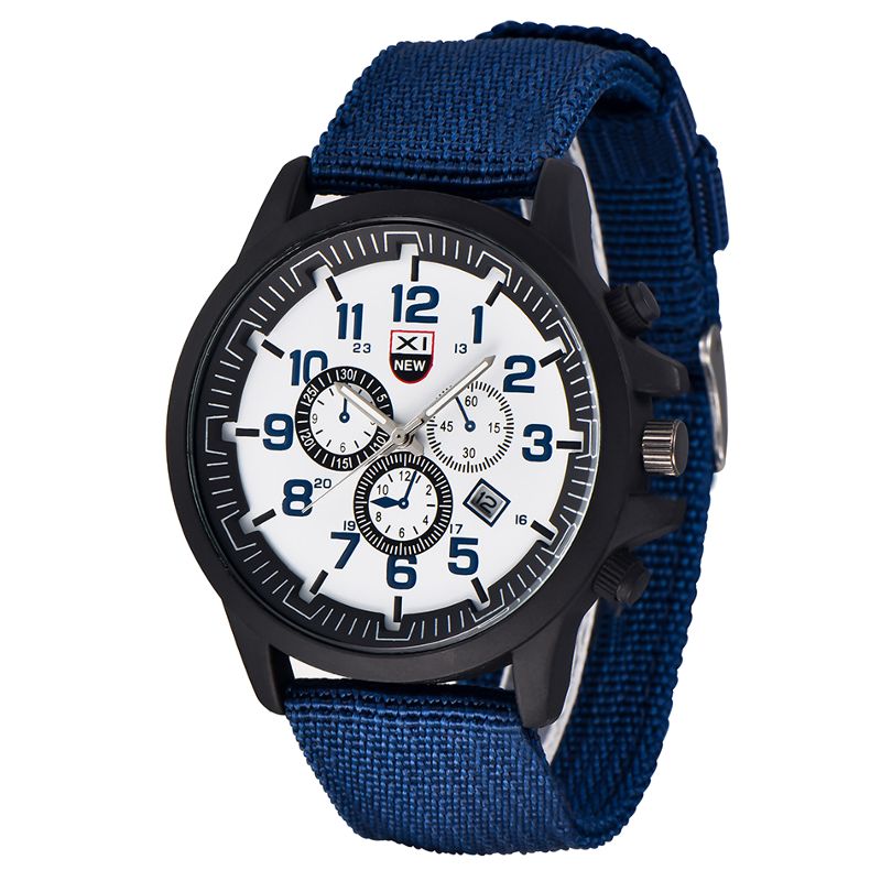 Xinew 2229d Militar Casual Hombres Nylon Banda De Lona Pantalla De Datos Impermeable Dial Grande Reloj De Cuarzo Deportivo