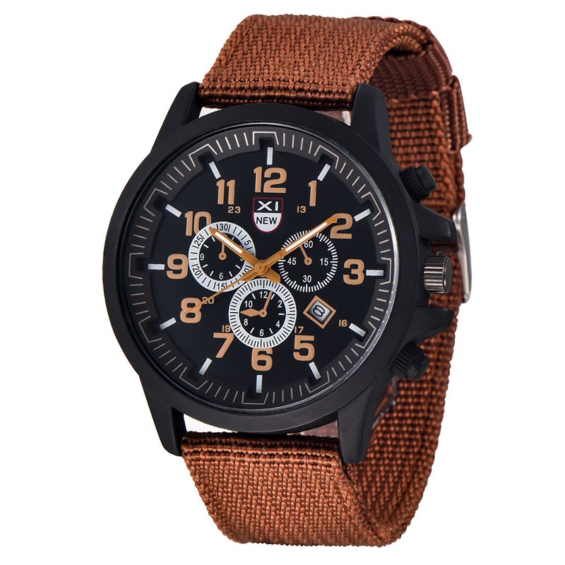 Xinew 2229d Militar Casual Hombres Nylon Banda De Lona Pantalla De Datos Impermeable Dial Grande Reloj De Cuarzo Deportivo