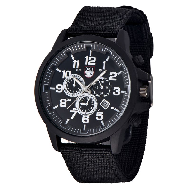 Xinew 2229d Militar Casual Hombres Nylon Banda De Lona Pantalla De Datos Impermeable Dial Grande Reloj De Cuarzo Deportivo