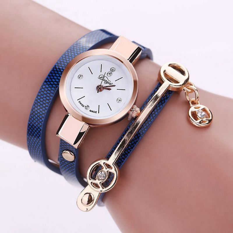 Xr1297 Moda Casual Ladies Diamand Pu Correa De Cuero Mujeres Pulsera Reloj Reloj De Cuarzo