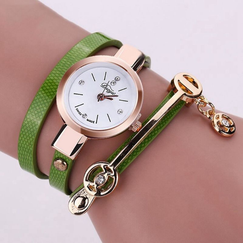 Xr1297 Moda Casual Ladies Diamand Pu Correa De Cuero Mujeres Pulsera Reloj Reloj De Cuarzo