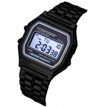 XSvo B03151 Moda Casual 12 24 Horas Pantalla Led Cuenta Atrás Cronómetro Correa De Acero Reloj Digital Impermeable Para Mujer