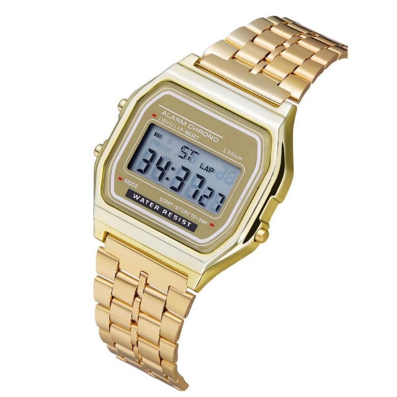 XSvo B03151 Moda Casual 12 24 Horas Pantalla Led Cuenta Atrás Cronómetro Correa De Acero Reloj Digital Impermeable Para Mujer