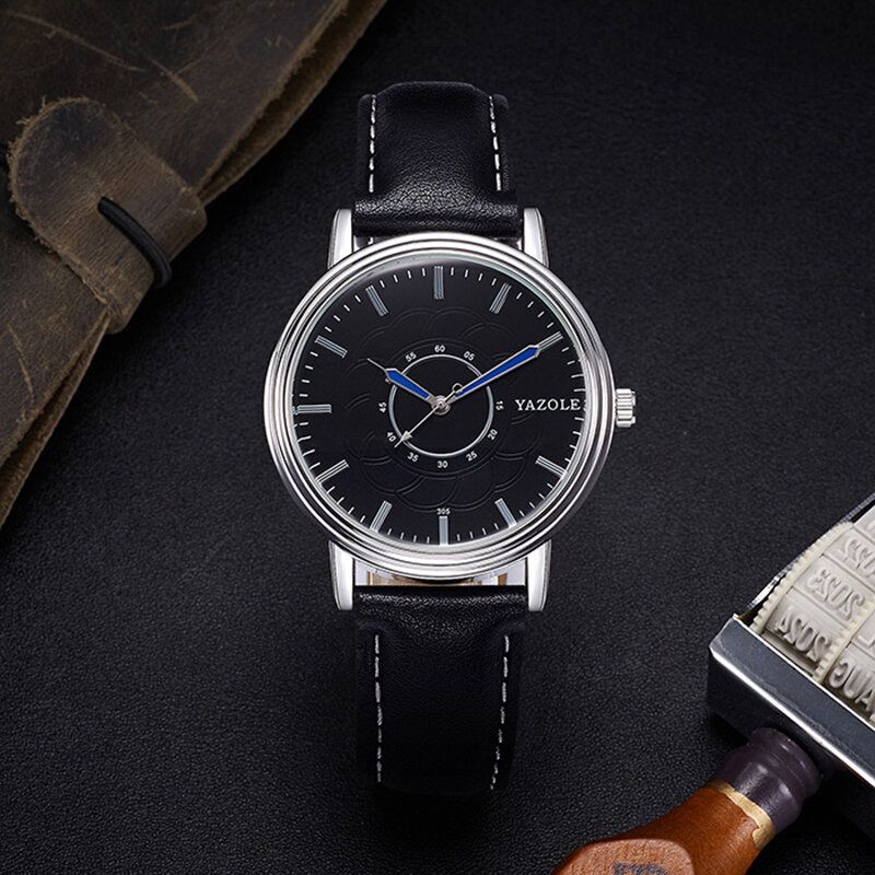 Yazole 305 Reloj De Cuarzo Con Banda De Cuero Estilo Ocio Reloj De Pulsera Ultra Delgado Para Hombres