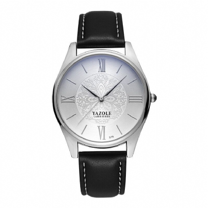 Yazole 376 Reloj De Cuarzo Con Correa De Cuero Y Esfera Simple De Moda Para Hombre