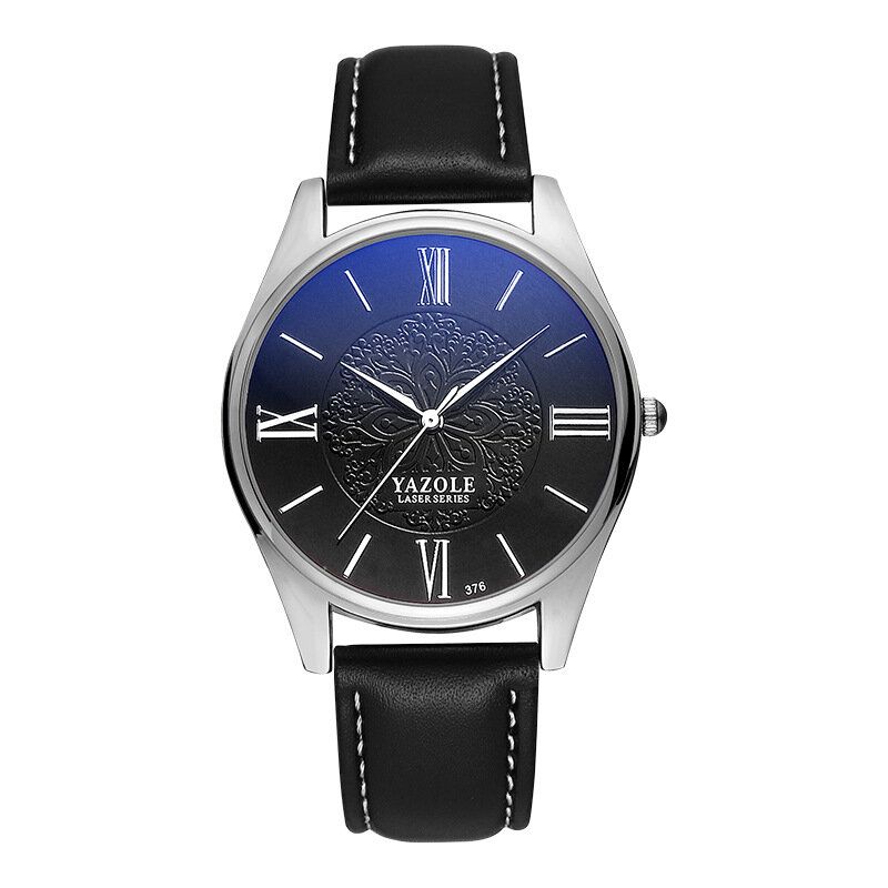 Yazole 376 Reloj De Cuarzo Con Correa De Cuero Y Esfera Simple De Moda Para Hombre