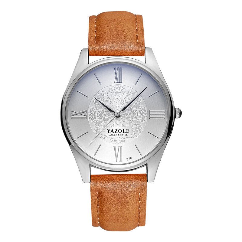 Yazole 376 Reloj De Cuarzo Con Correa De Cuero Y Esfera Simple De Moda Para Hombre