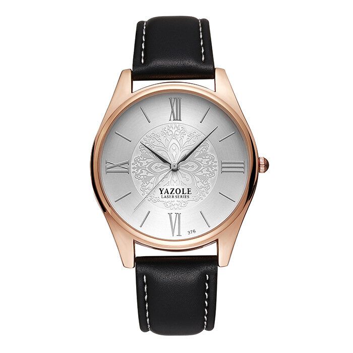 Yazole 376 Reloj De Cuarzo Con Correa De Cuero Y Esfera Simple De Moda Para Hombre