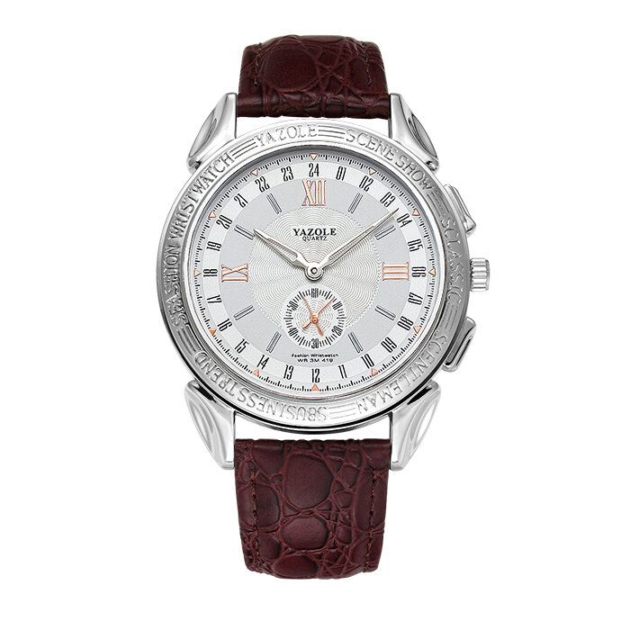 Yazole 419 Fashion Small Dial Business Style Hombres Reloj De Cuarzo Con Correa De Cuero Impermeable