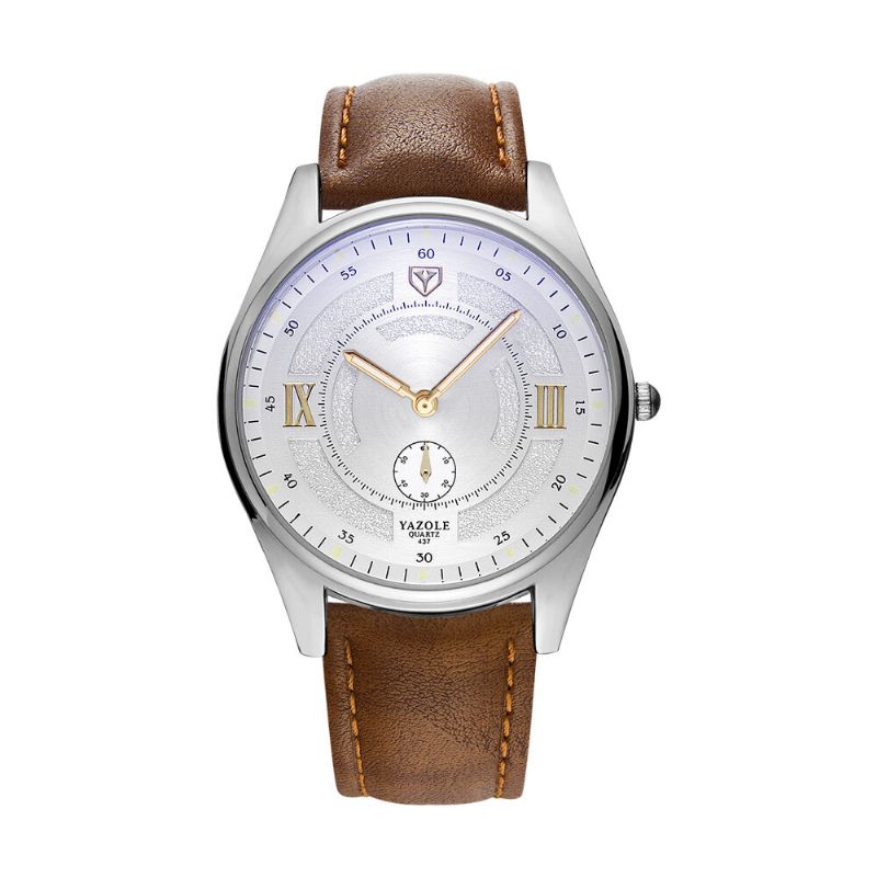 Yazole 437 Moda Correa De Cuero Pantalla Luminosa Reloj Para Hombre Reloj De Cuarzo