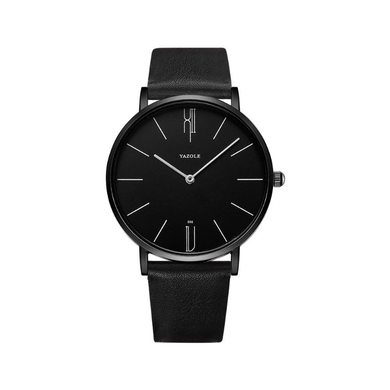 Yazole 506 Moda Hombre Dial Simple Correa De Cuero Vida Impermeable Estilo Elegante Reloj De Cuarzo