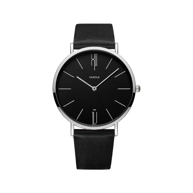 Yazole 506 Moda Hombre Dial Simple Correa De Cuero Vida Impermeable Estilo Elegante Reloj De Cuarzo