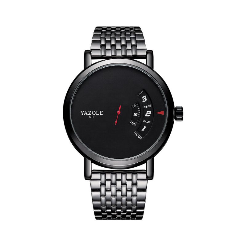 Yazole 509 Reloj De Cuarzo De Moda Con Diseño De Aguja Roja De Acero Inoxidable Para Hombre