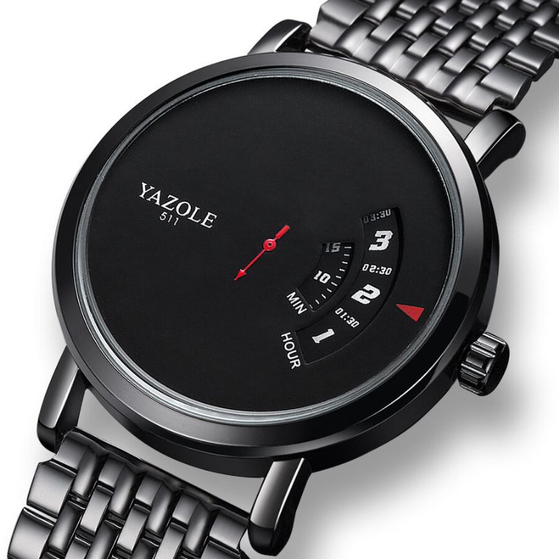 Yazole 509510511 Reloj De Pulsera De Diseño Único Para Hombre Reloj De Cuarzo Creativo De Estilo Empresarial De Acero Completo