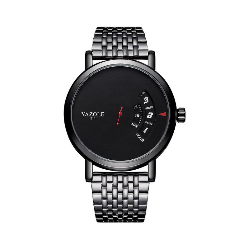 Yazole 509510511 Reloj De Pulsera De Diseño Único Para Hombre Reloj De Cuarzo Creativo De Estilo Empresarial De Acero Completo