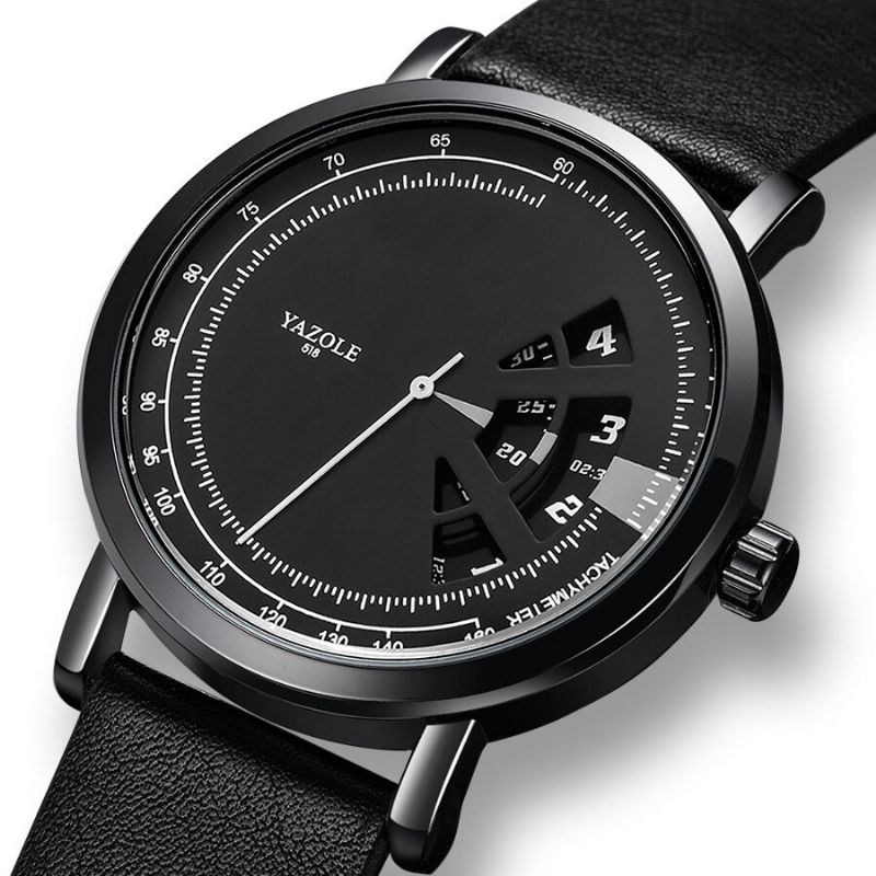 Yazole Casual Hollow Dial 3atm Reloj De Pulsera De Cuarzo Resistente Al Agua Para Hombre