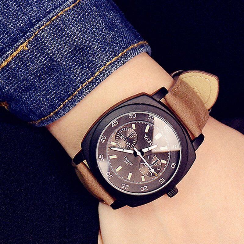 Yazole Reloj De Pulsera Para Hombre Con Esfera Cuadrada Reloj De Cuarzo Con Manos Luminosas A Prueba De Agua