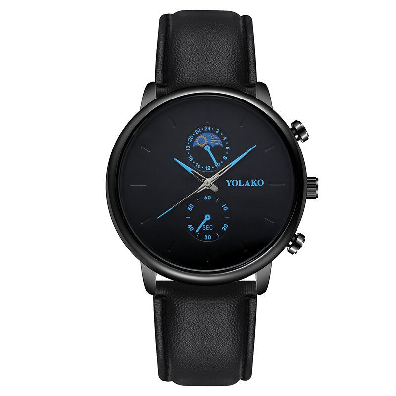 Yolako A0540 Masculino Estilo De Moda Reloj De Cuarzo Con Correa De Cuero Impermeable Para Hombres