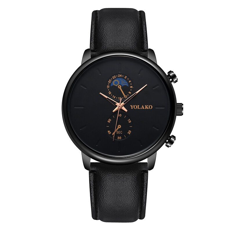 Yolako A0540 Masculino Estilo De Moda Reloj De Cuarzo Con Correa De Cuero Impermeable Para Hombres