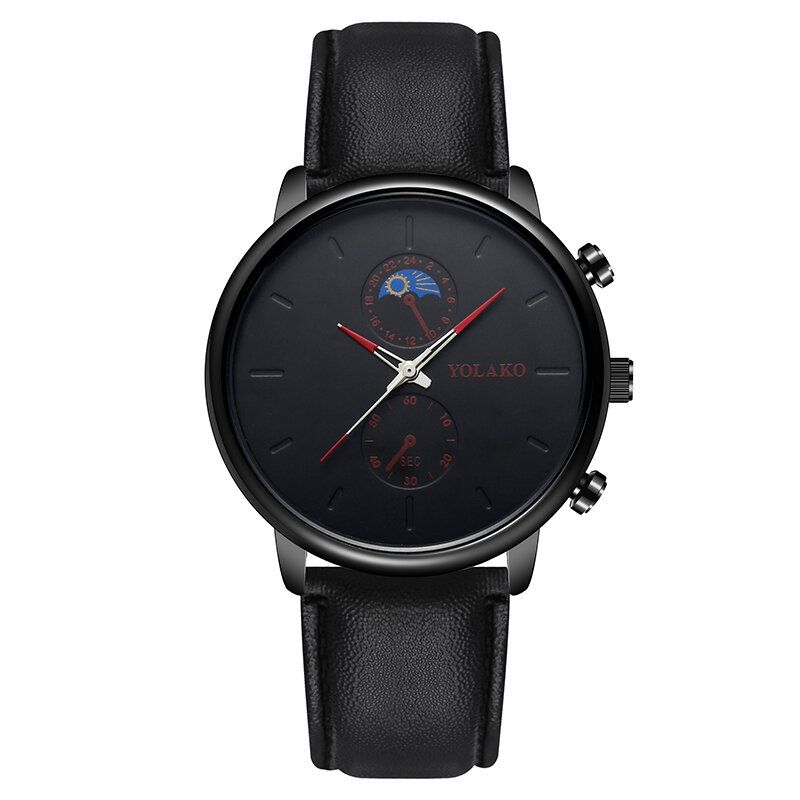 Yolako A0540 Masculino Estilo De Moda Reloj De Cuarzo Con Correa De Cuero Impermeable Para Hombres