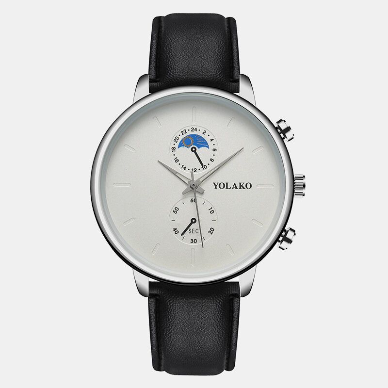 Yolako A0540 Masculino Estilo De Moda Reloj De Cuarzo Con Correa De Cuero Impermeable Para Hombres