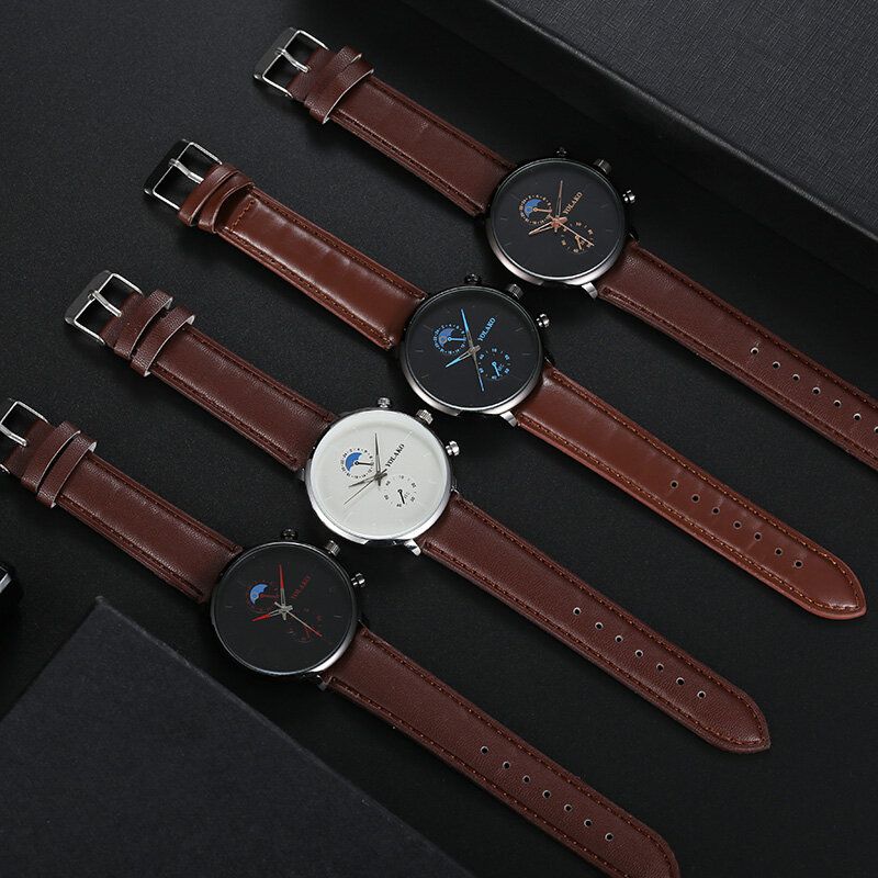 Yolako A0540 Masculino Estilo De Moda Reloj De Cuarzo Con Correa De Cuero Impermeable Para Hombres