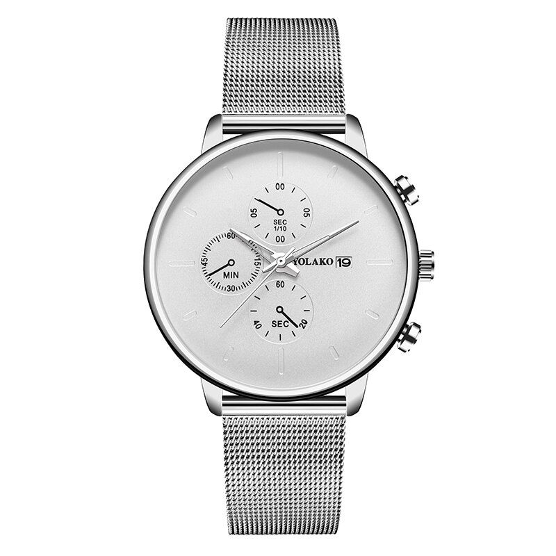 Yolako A0543 Masculino Fashion Luminous Calendar Hombres Reloj De Cuarzo Con Correa De Acero Inoxidable