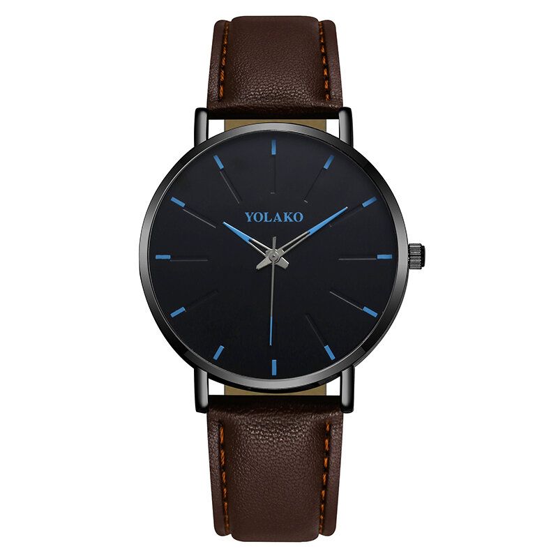 Yolako A0552 Reloj De Cuarzo De Esfera Simple Con Correa De Cuero De Moda Para Hombre