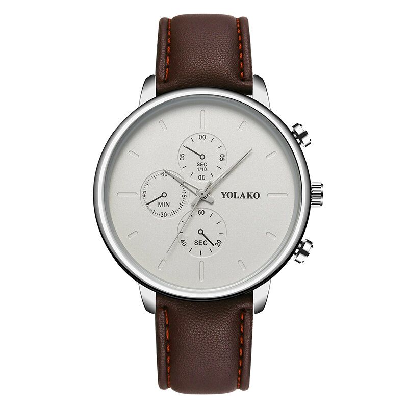 Yolako Estilo Casual Correa De Cuero Fahsion Hombres Reloj De Negocios Reloj De Cuarzo