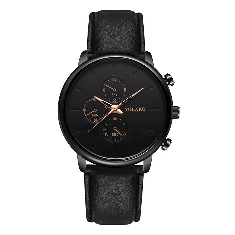 Yolako Estilo Casual Correa De Cuero Fahsion Hombres Reloj De Negocios Reloj De Cuarzo