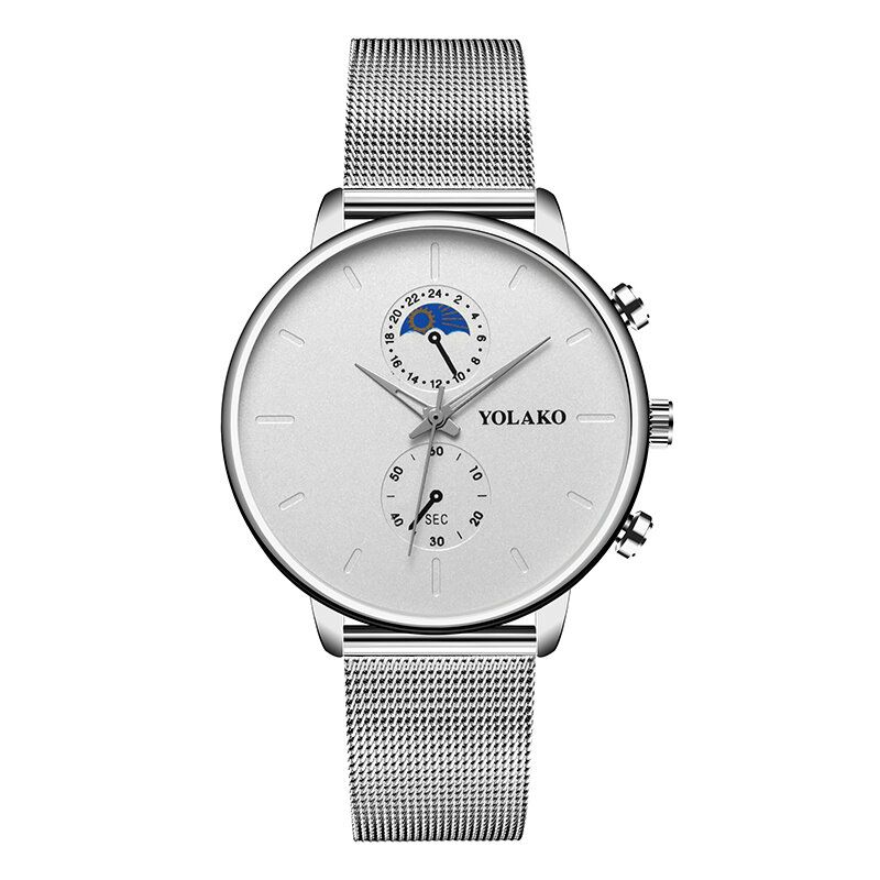 Yolako Fashion Mesh Strap Hombres Impermeable Estilo De Negocios Reloj Reloj De Cuarzo