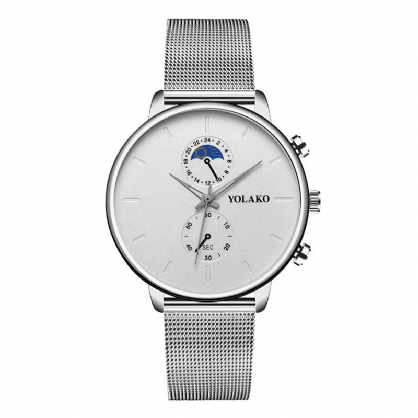 Yolako Fashion Mesh Strap Hombres Impermeable Estilo De Negocios Reloj Reloj De Cuarzo