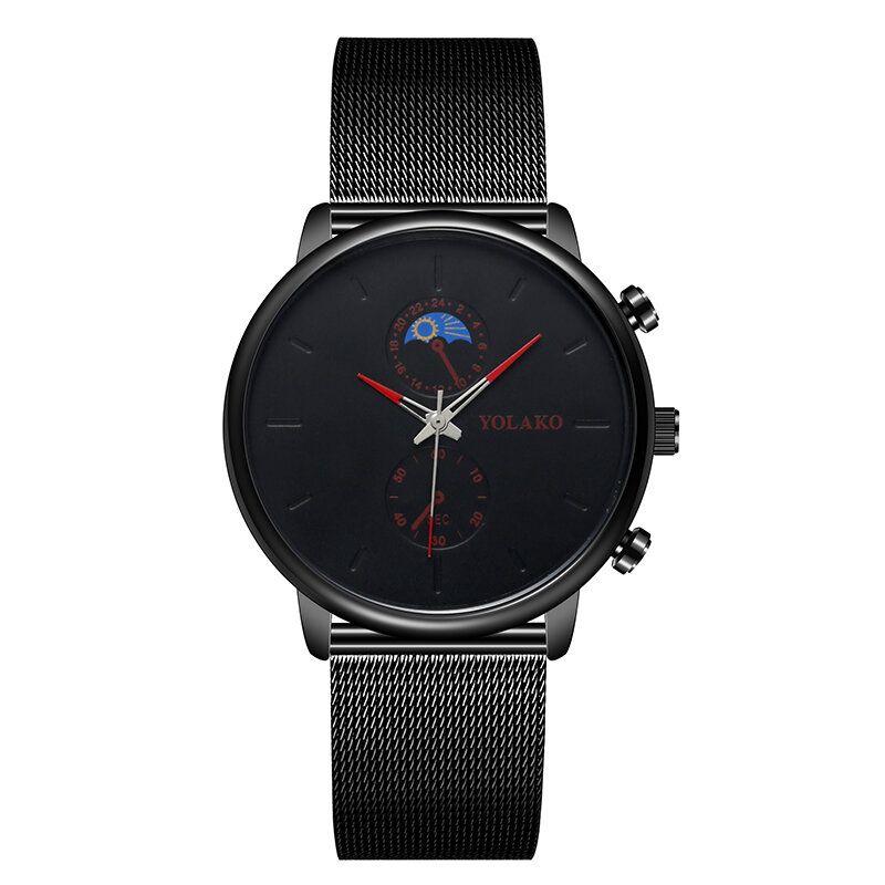 Yolako Fashion Mesh Strap Hombres Impermeable Estilo De Negocios Reloj Reloj De Cuarzo