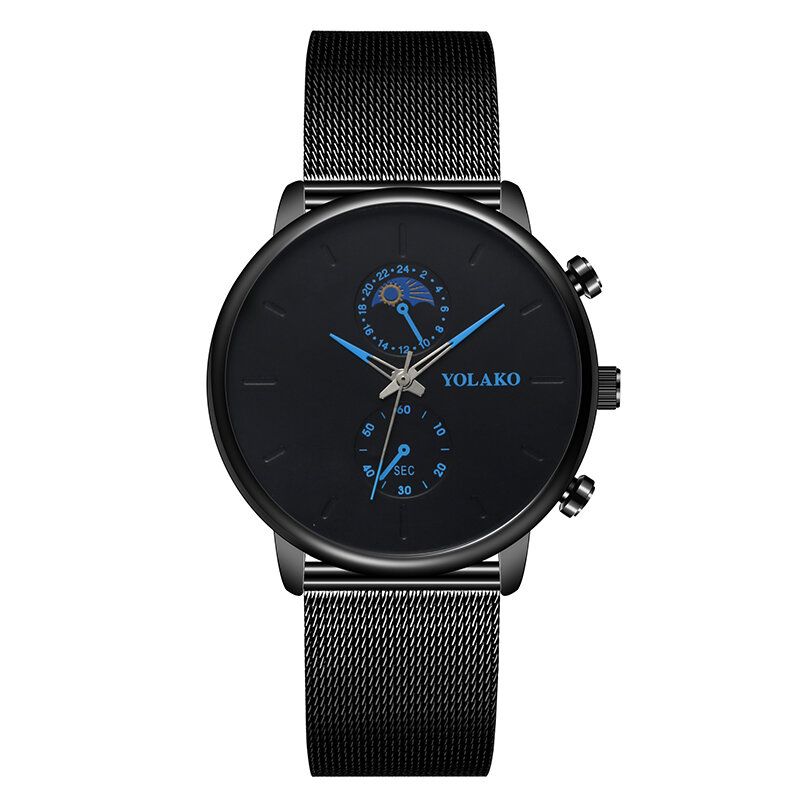 Yolako Fashion Mesh Strap Hombres Impermeable Estilo De Negocios Reloj Reloj De Cuarzo