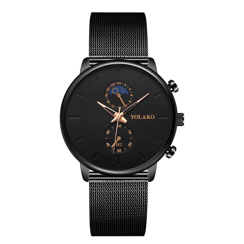 Yolako Fashion Mesh Strap Hombres Impermeable Estilo De Negocios Reloj Reloj De Cuarzo