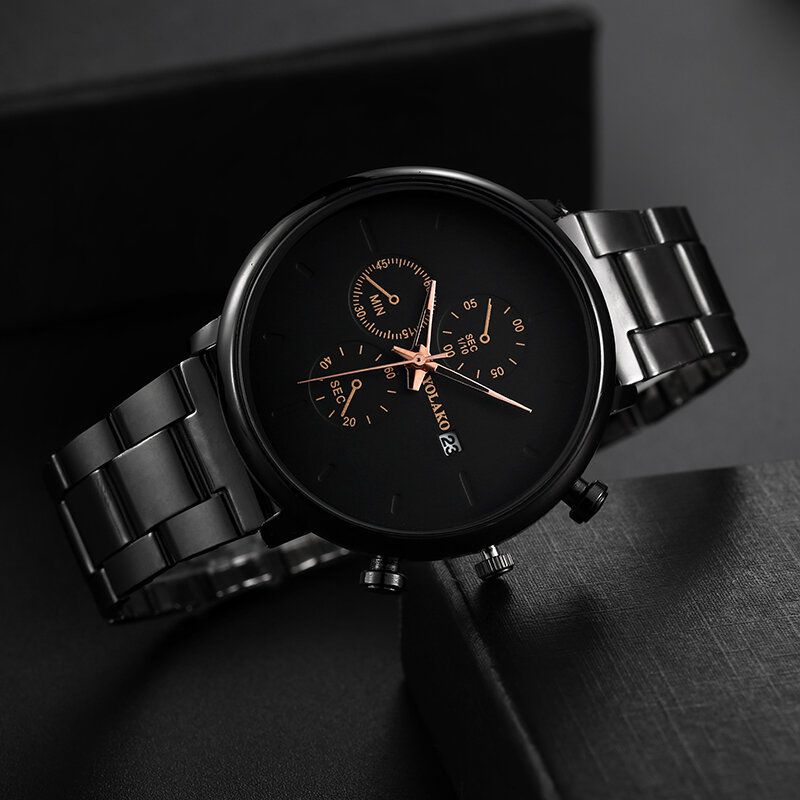 Yolako Vidrio De Alta Dureza Moda Correa De Metal Completa Hombres Reloj Impermeable Reloj De Cuarzo