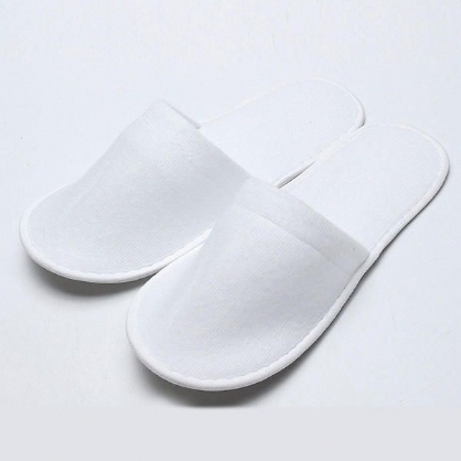 1 Par De Zapatillas De Hotel Desechables Blancas Con Punta Cerrada Zapatillas De Spa