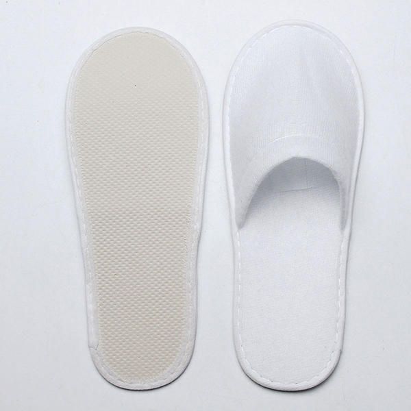 1 Par De Zapatillas De Hotel Desechables Blancas Con Punta Cerrada Zapatillas De Spa