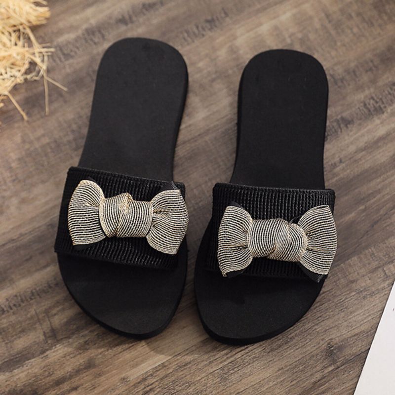 Mujeres Bowknot Decor Zapatillas Cómodas Y Suaves Con Plataforma Plana