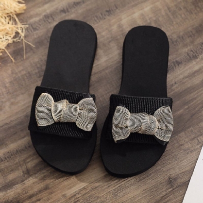 Mujeres Bowknot Decor Zapatillas Cómodas Y Suaves Con Plataforma Plana