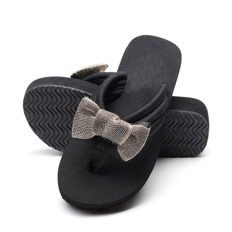 Mujeres Bowknot Decor Zapatillas Cómodas Y Suaves Con Plataforma Plana