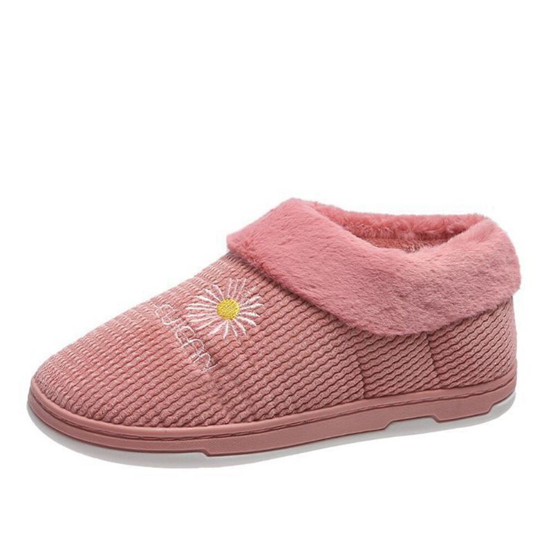 Pantuflas De Algodón Para El Hogar De Felpa Informal De Color Sólido Para Mujer