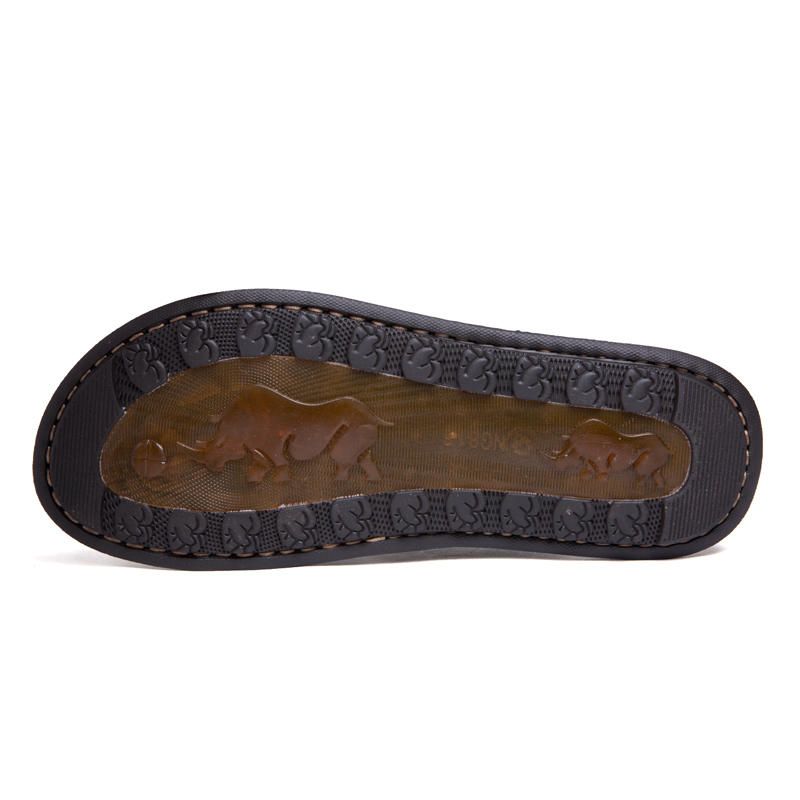 Pantuflas Con Punta De Clip De Playa De Cuero Genuino Informal Suave Para Hombres