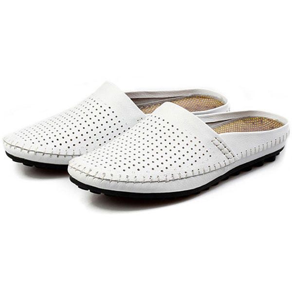 Slipper Men Hollow Out Casual Beach Slip On En Cuero